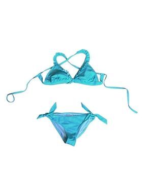 Xhilaration Aqua White Striped Bikini Women's Size Small D/DD Top